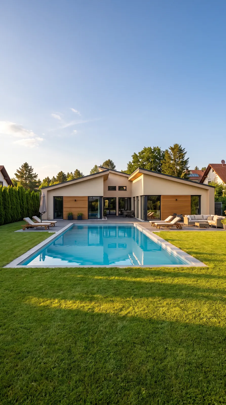 Gartenseite mit Pool